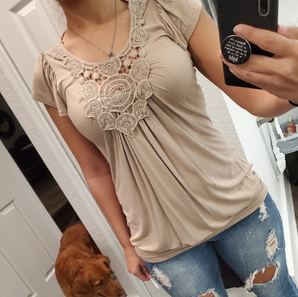 Kenar beige blouse